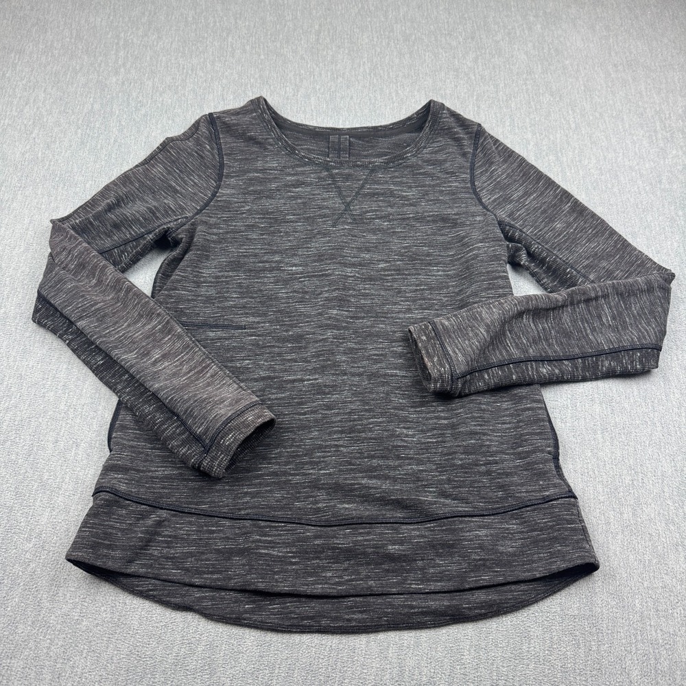 Lululemon Shirt Womens 8 Gray Heathered Exhalation Pullover II French Terry Yoga